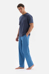 NAVY HALF-PLOT SHORT SLEEVE COTTON MODAL PAJAMAS SUIT