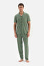 GREEN SHIRT COLLAR PRINTED COTTON MODAL PAJAMAS SUIT