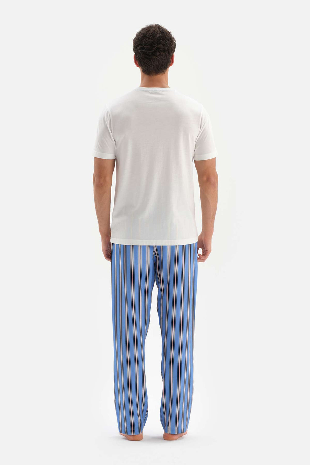 ECRU CREW-NECK SHORT SLEEVE WOVEN SHORT PAJAMAS SUIT