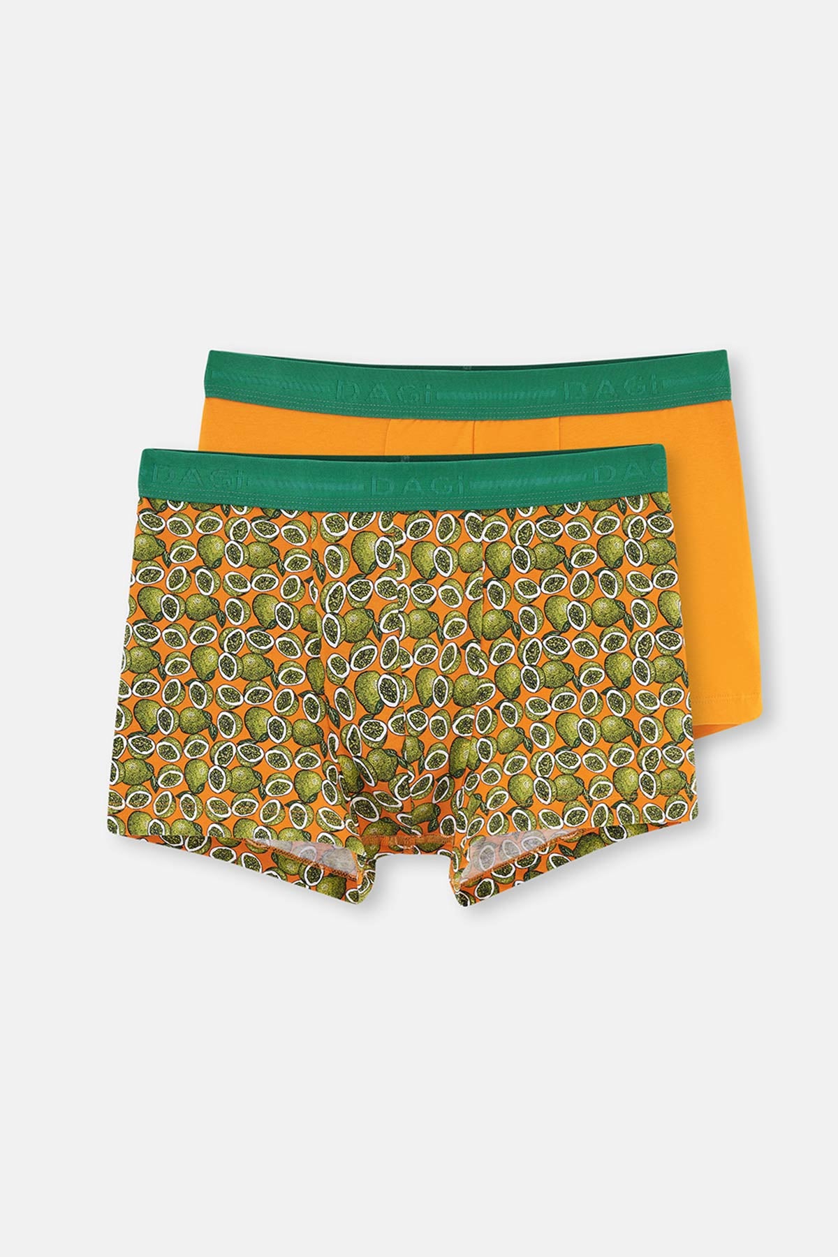 Turuncu D-Men Pamuklu Desenli 2'li Boxer