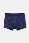 Lacivert Pamuk Desenli Boxer