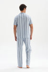 LIGHT BLUE WOVEN STRIPED PANTS