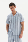 LIGHT BLUE WOVEN STRIPED SHIRT