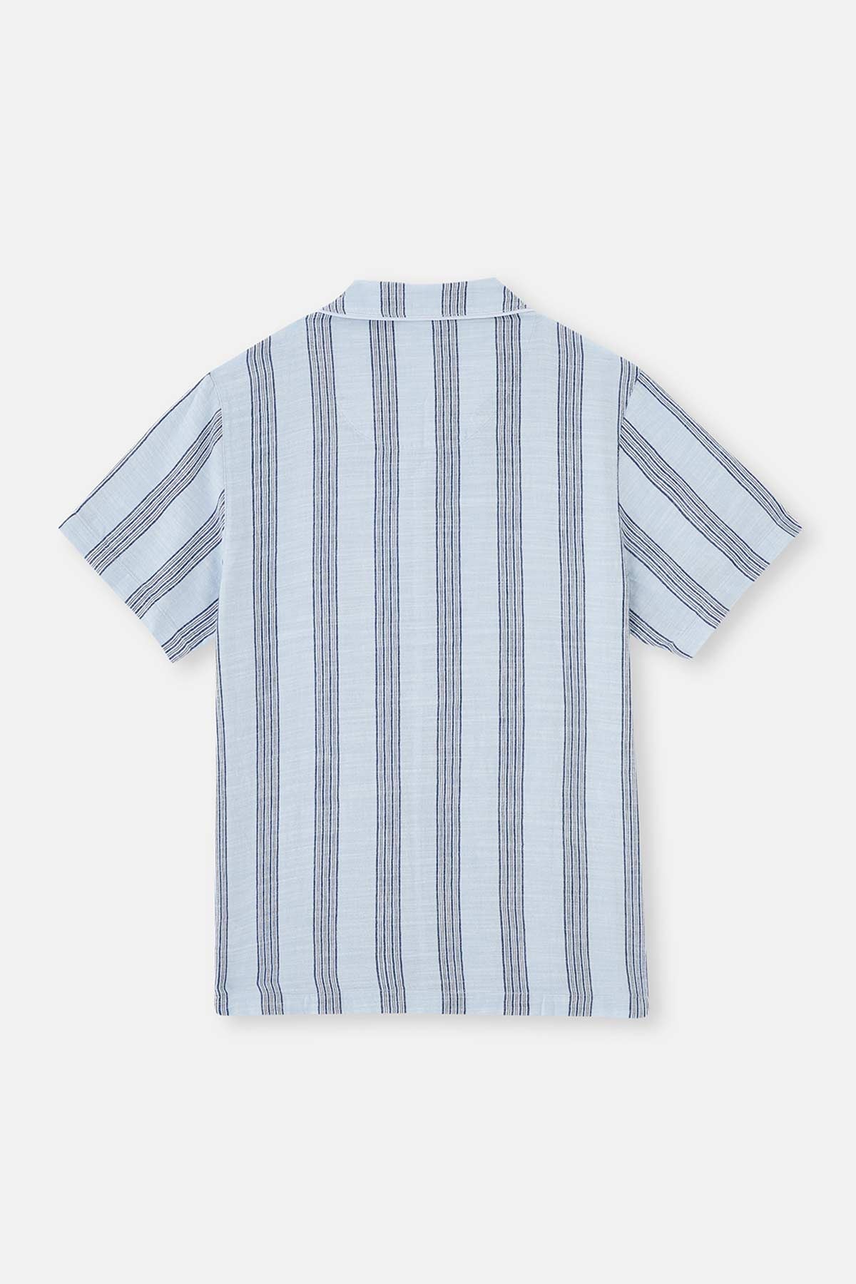 Açıkmavi Çizgili Dokuma Gömlek Pijama Üstü