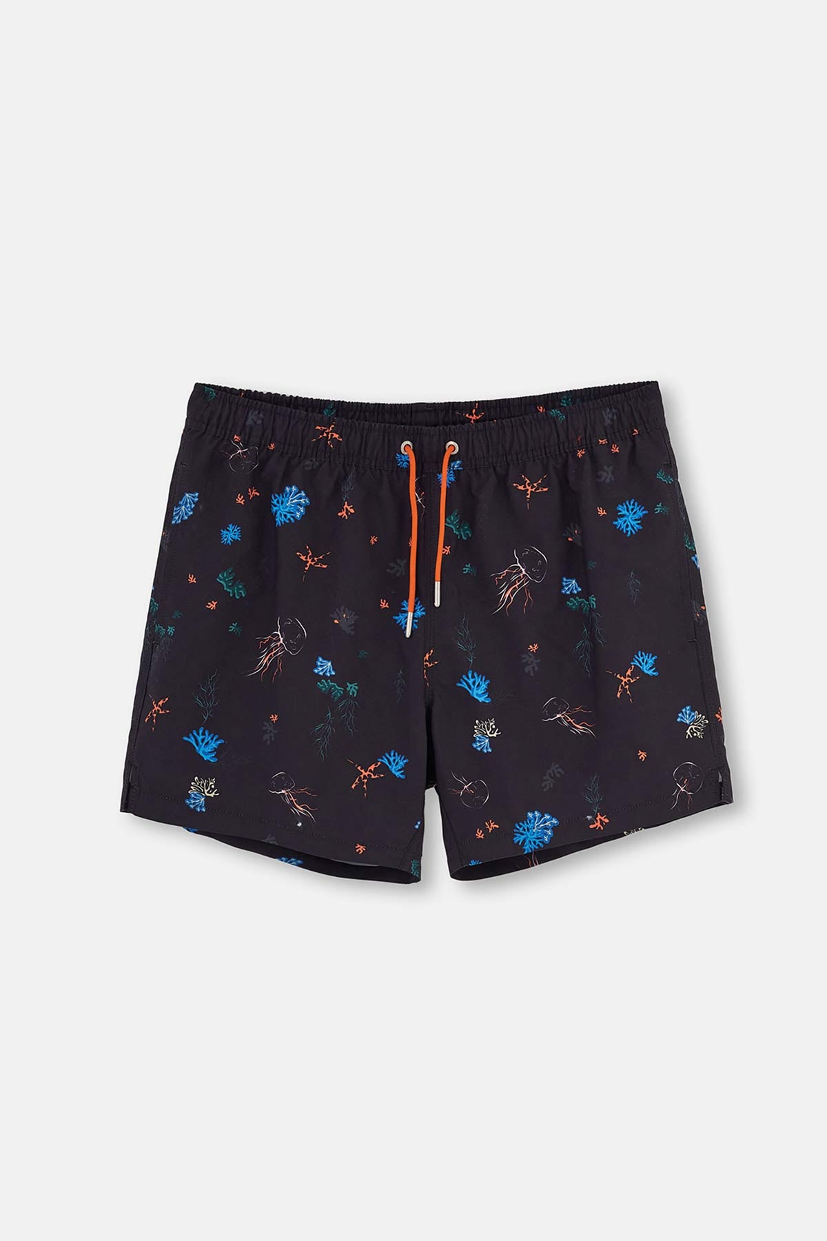 Lacivert Deniz Altı Desenli Kısa Deniz Şortu