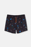 Lacivert Deniz Altı Desenli Kısa Deniz Şortu