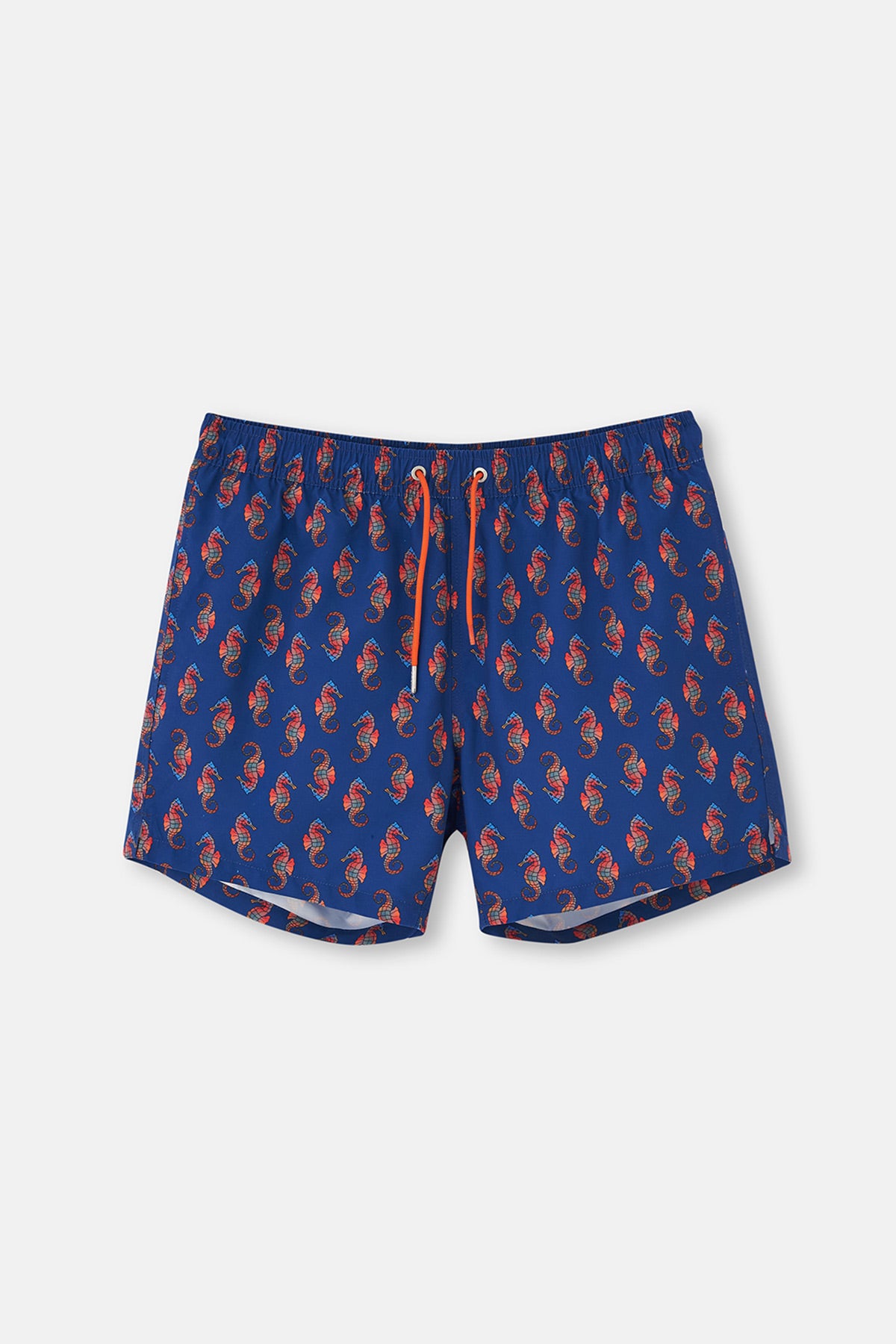 Lacivert Deniz Atı Desenli Kısa Deniz Şortu