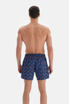 Lacivert Deniz Atı Desenli Kısa Deniz Şortu