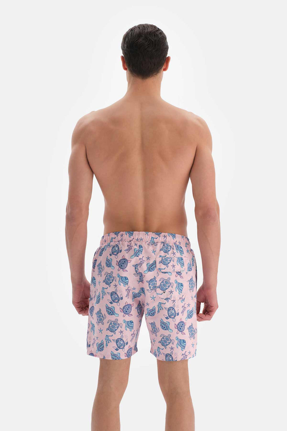 Pembe Caretta Desenli Orta Deniz Şortu