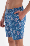 Turkuaz Caretta Desenli Orta Deniz Şortu