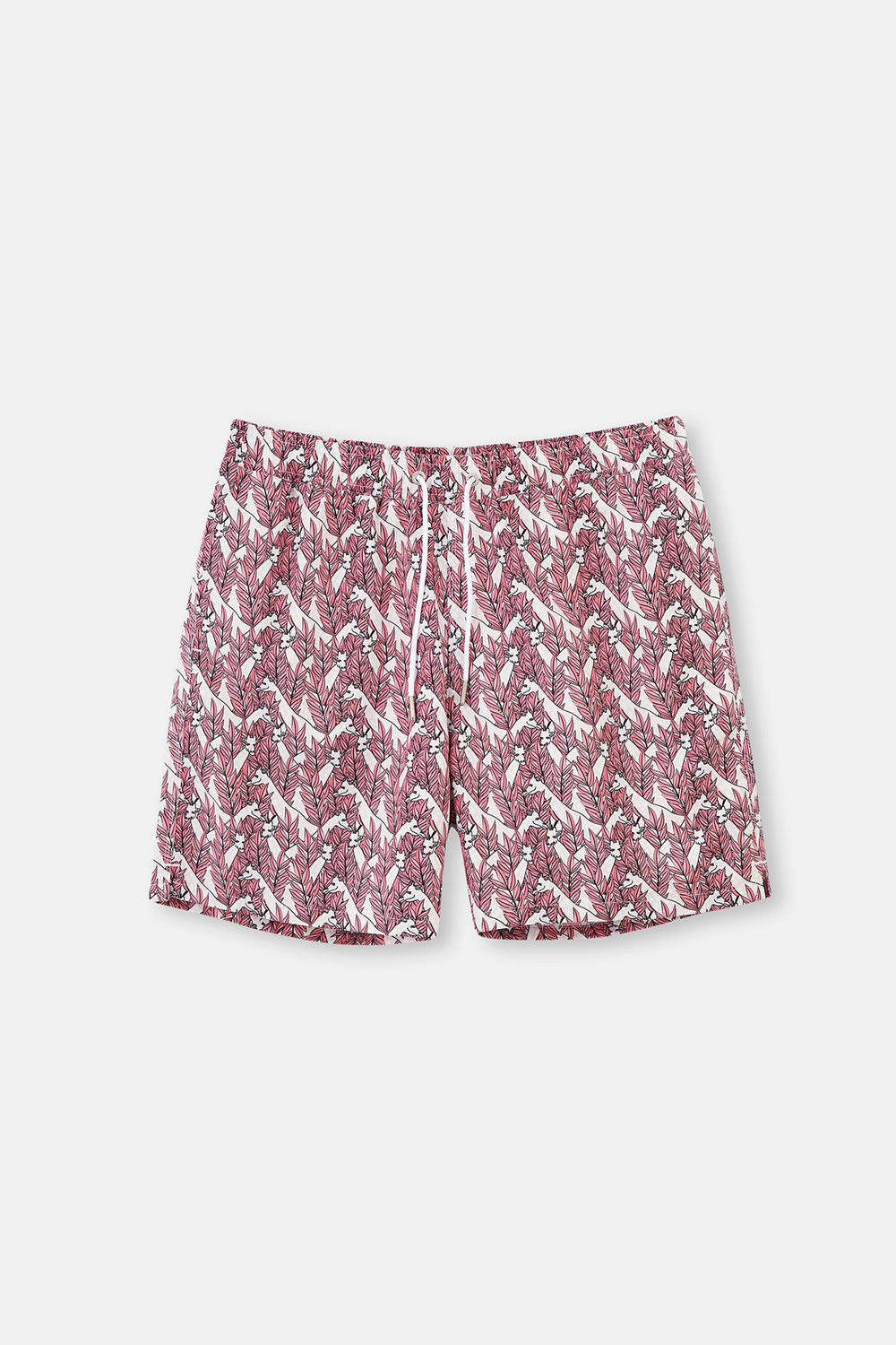 Pembe - Ekru Zürafa Desenli Orta Deniz Şortu