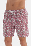 Pembe - Ekru Zürafa Desenli Orta Deniz Şortu