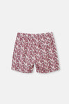 Pembe - Ekru Zürafa Desenli Orta Deniz Şortu