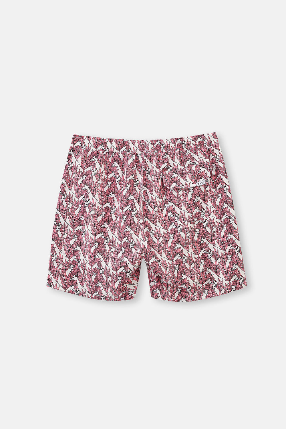 Pembe - Ekru Zürafa Desenli Orta Deniz Şortu