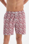 Pembe - Ekru Zürafa Desenli Orta Deniz Şortu