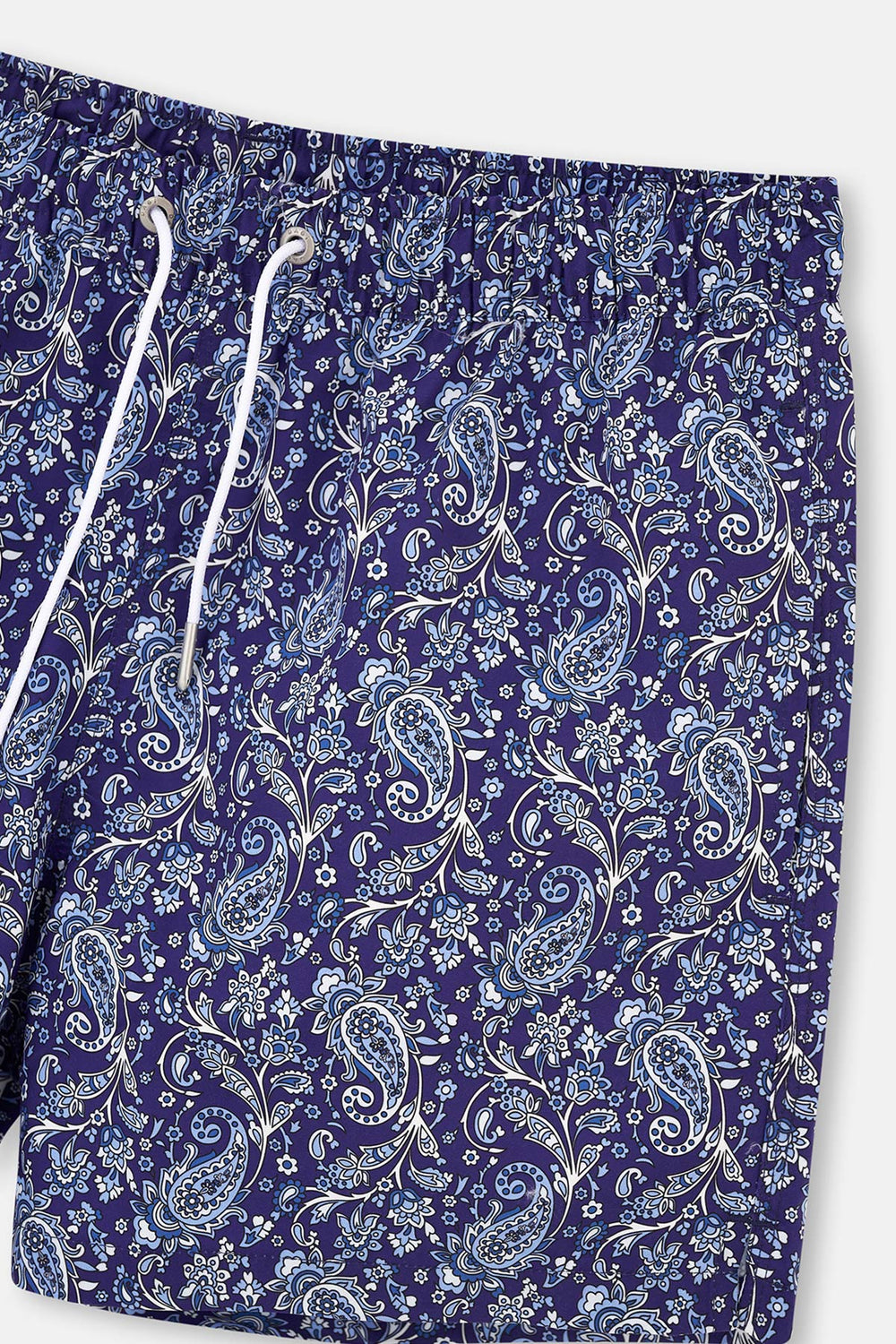 Lacivert Şal Desenli Kısa Deniz Şortu