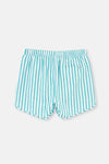 Yeşil-Beyaz Çizgili Mini Deniz Şortu
