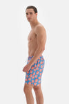 Mavi-Somon Desenli Orta Deniz Şortu