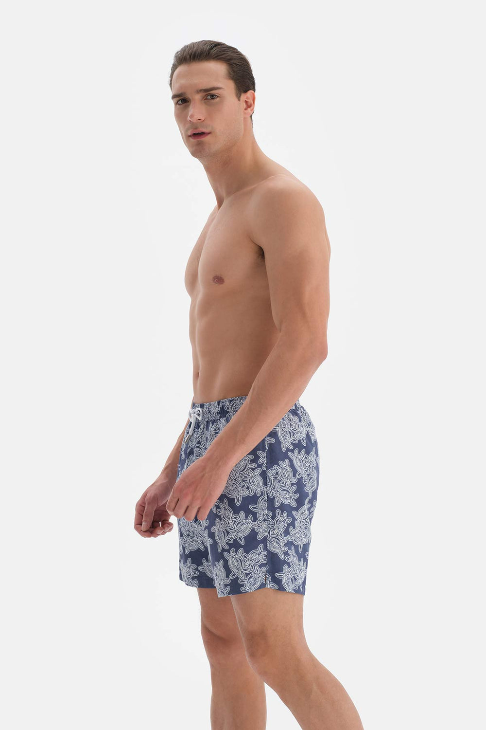 Indigo Caretta Desenli Orta Boy Deniz Şortu