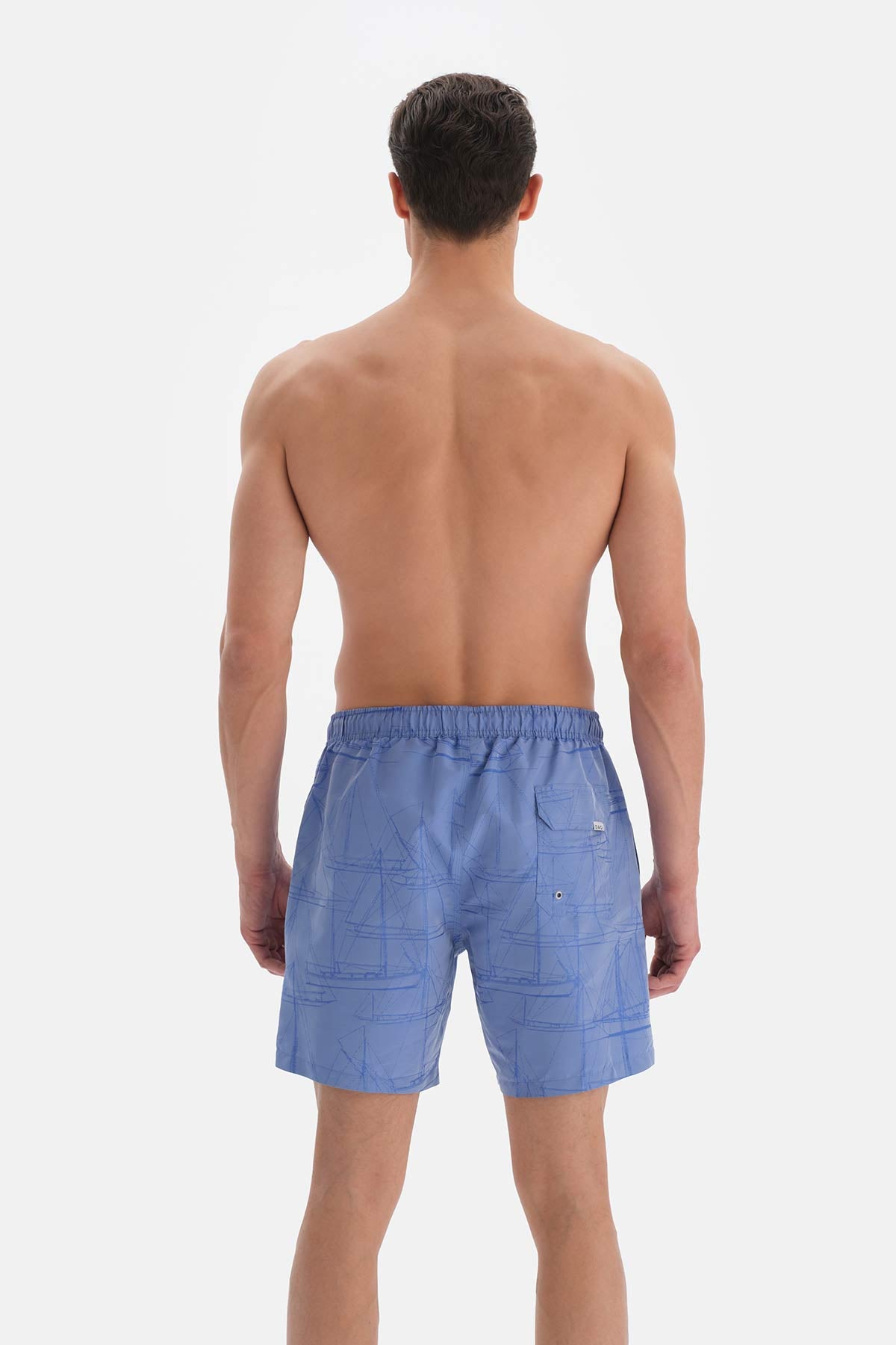 Indigo Yelken Desenli Orta Deniz Şortu