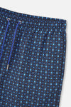 Lacivert Kravat Desenli Uzun Deniz Şortu