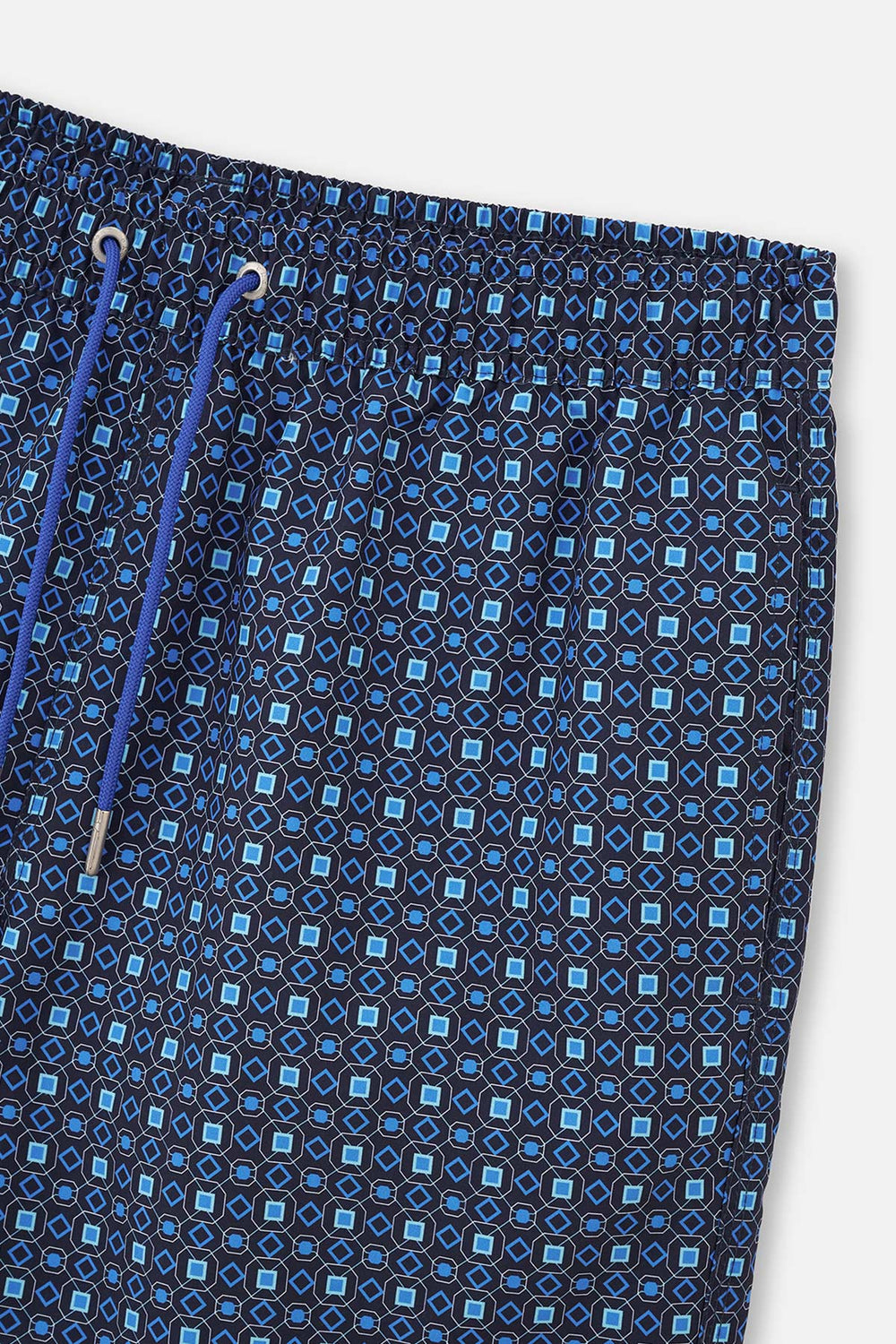 Lacivert Kravat Desenli Uzun Deniz Şortu