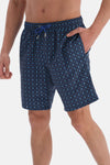 Lacivert Kravat Desenli Uzun Deniz Şortu