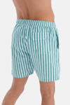 Yeşil-Beyaz Çizgili Orta Deniz Şortu