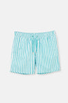 Yeşil-Beyaz Çizgili Orta Deniz Şortu