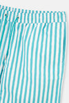 Yeşil-Beyaz Çizgili Orta Deniz Şortu