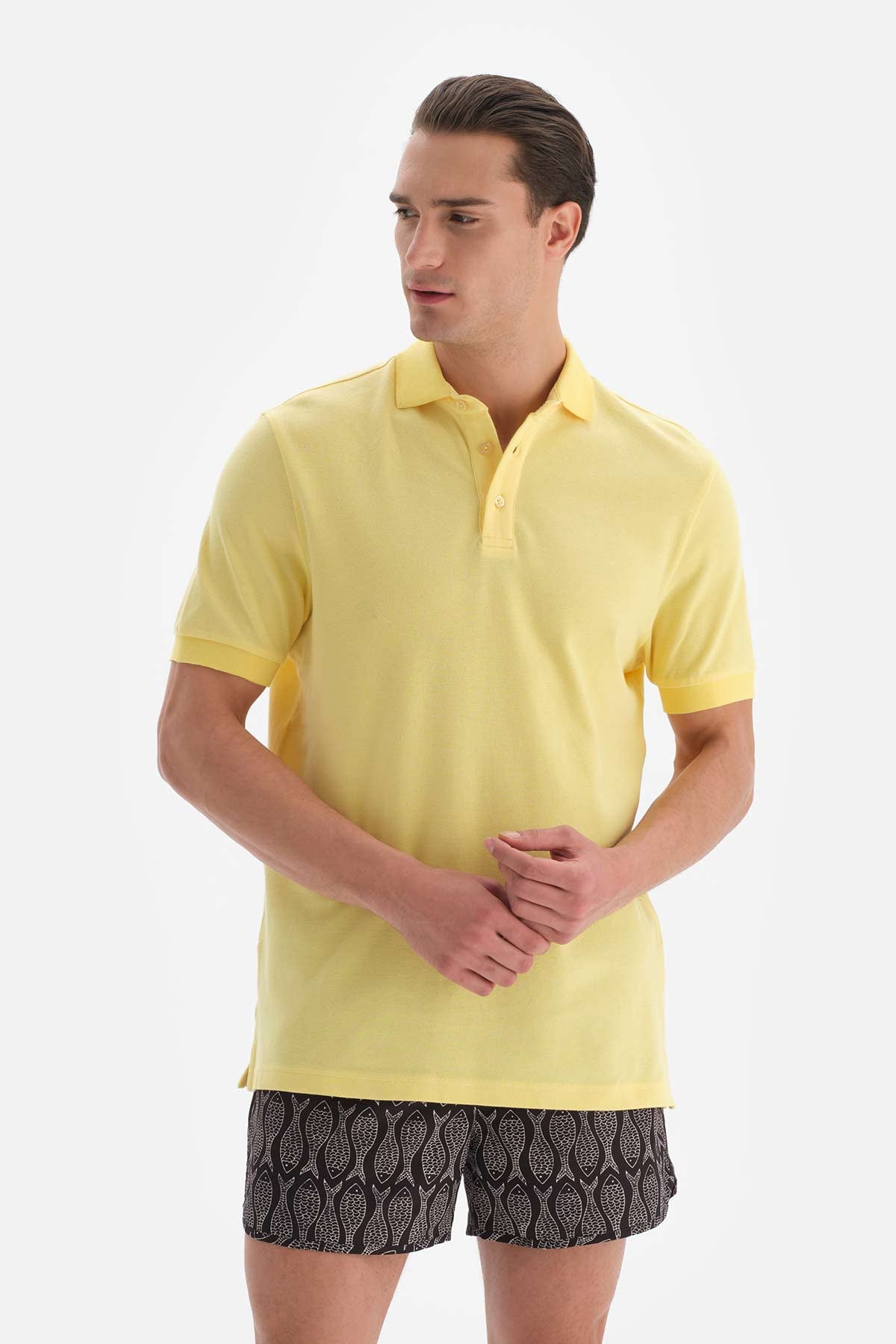 Açık Sarı Pike Polo Yaka T-Shirt