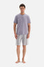 GREY HALF PATCH COLLAR PLAID PRINTED SHORTS PAJAMAS SUIT