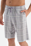 GREY HALF PATCH COLLAR PLAID PRINTED SHORTS PAJAMAS SUIT
