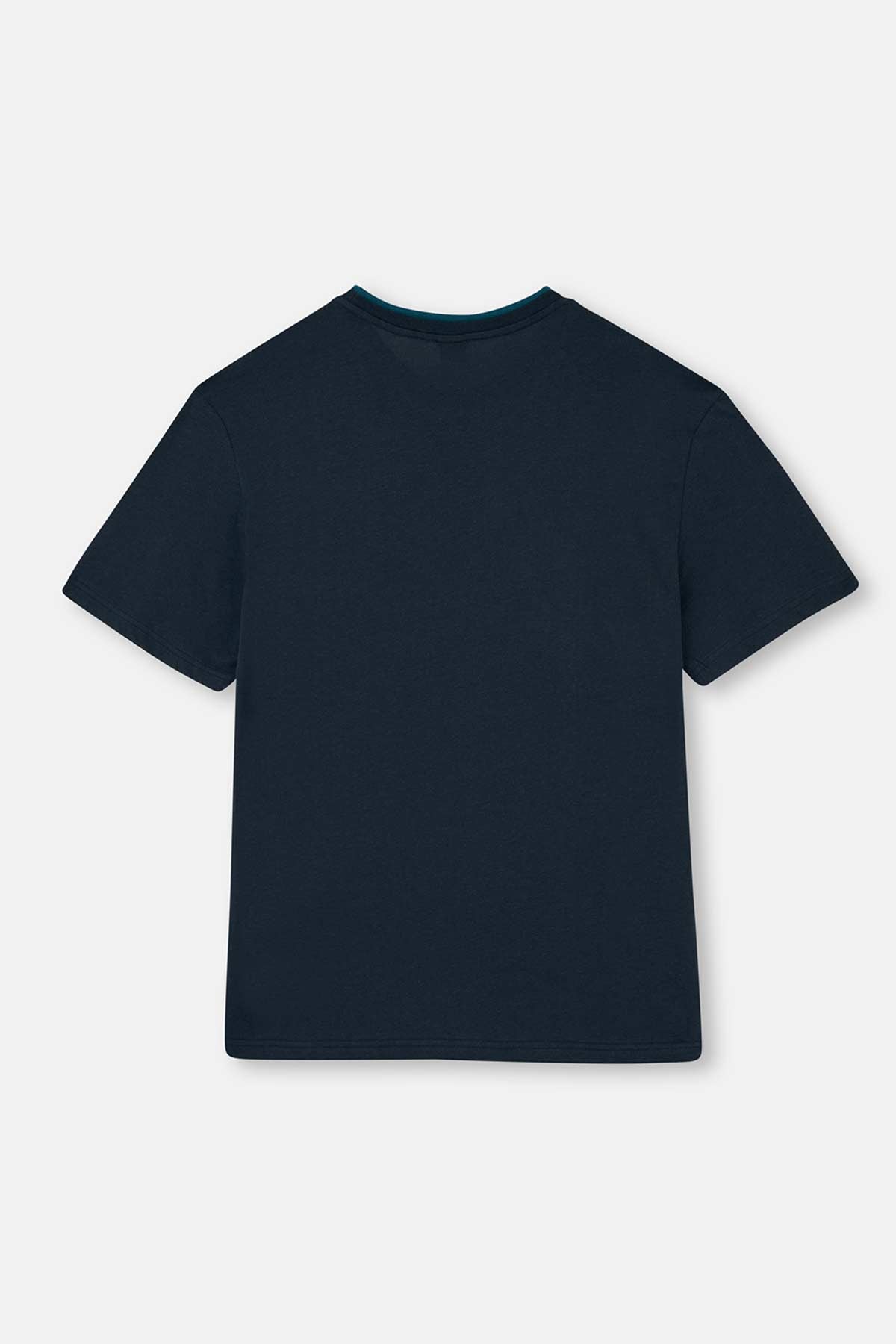 NAVY CREW-NECK KNITTED SHORTS PAJAMAS SUIT