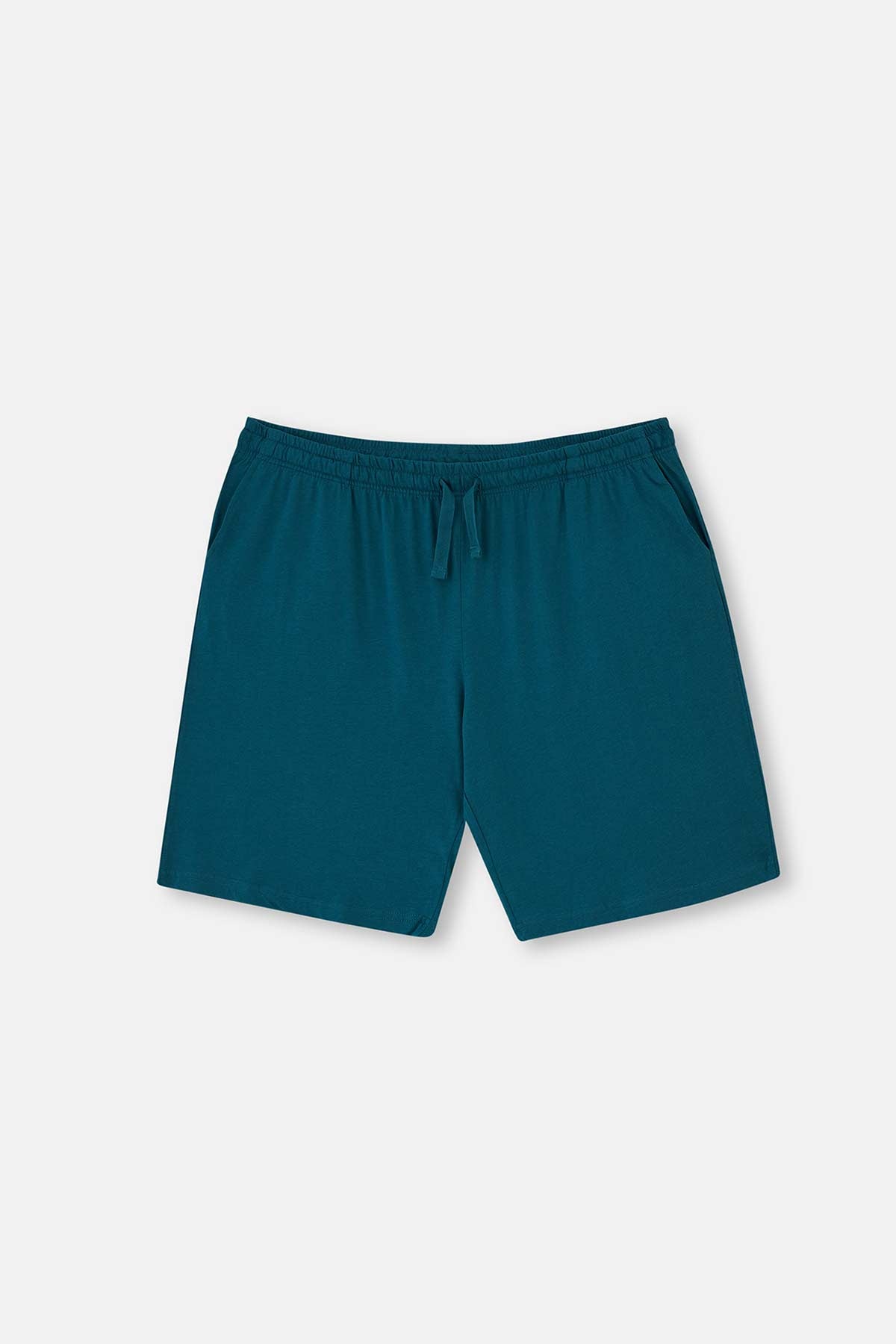 NAVY CREW-NECK KNITTED SHORTS PAJAMAS SUIT