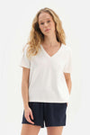 WHITE V-NECK T-SHIRT