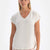 WHITE V-NECK LOW SLEEVE CUPRO T-SHIRT