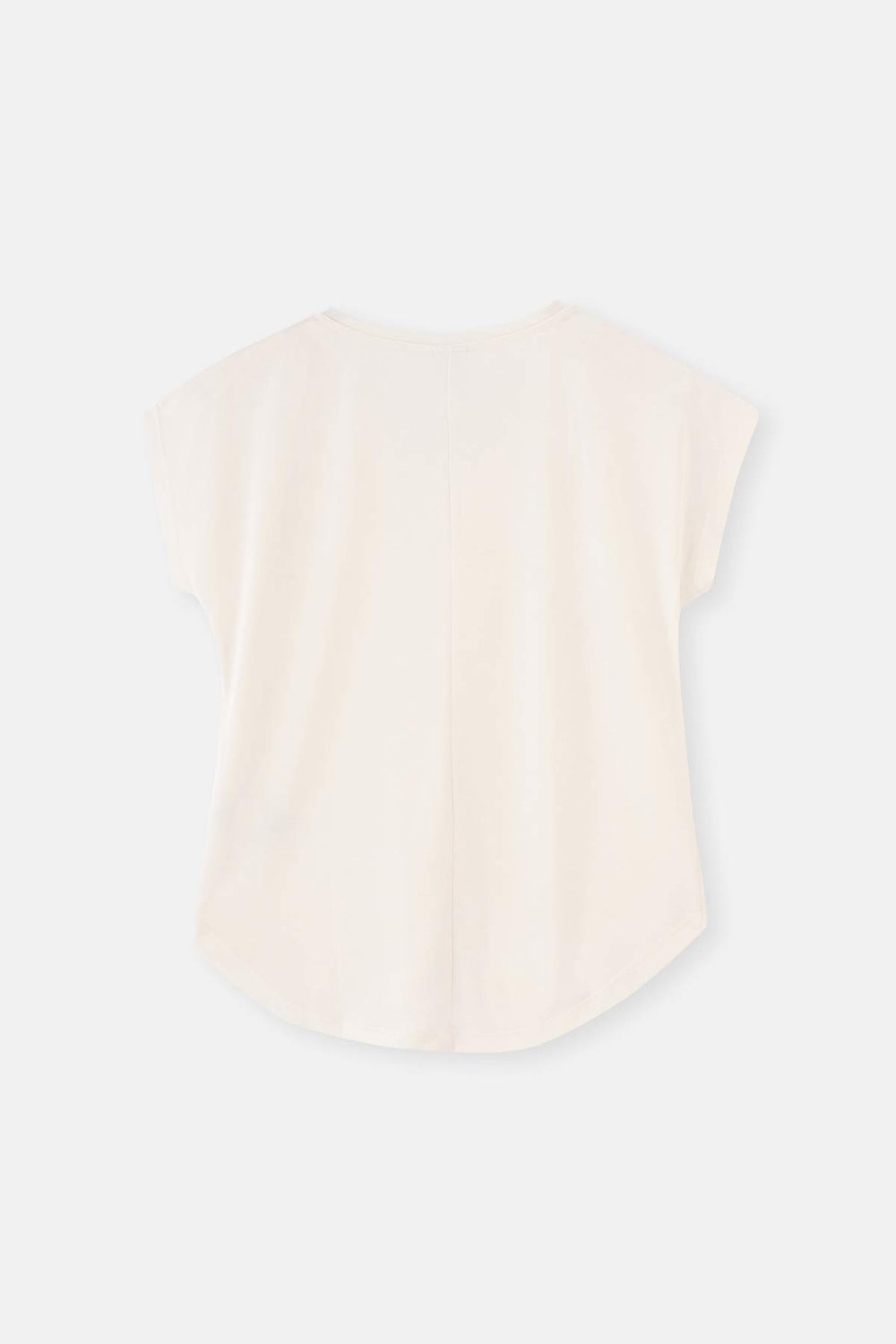WHITE V-NECK LOW SLEEVE CUPRO T-SHIRT