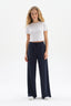 WHITE RIBBED CREW-NECK SHORT SLEEVE CROP T-SHIRT