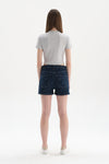 GREY MELANGE RIBBED CREW-NECK SHORT SLEEVE CROP T-SHIRT