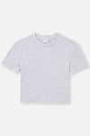 GREY MELANGE RIBBED CREW-NECK SHORT SLEEVE CROP T-SHIRT
