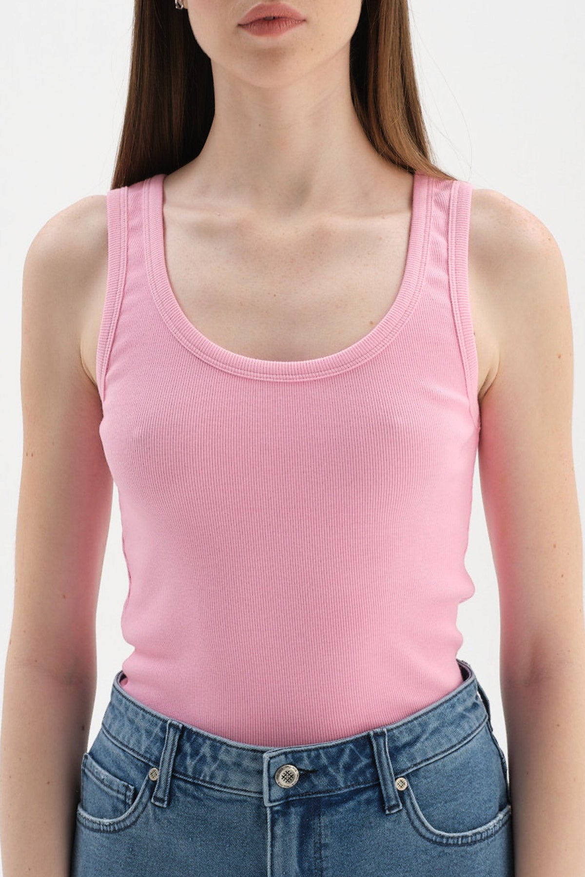 PINK THICK STRAP RIBBED ATHLET
