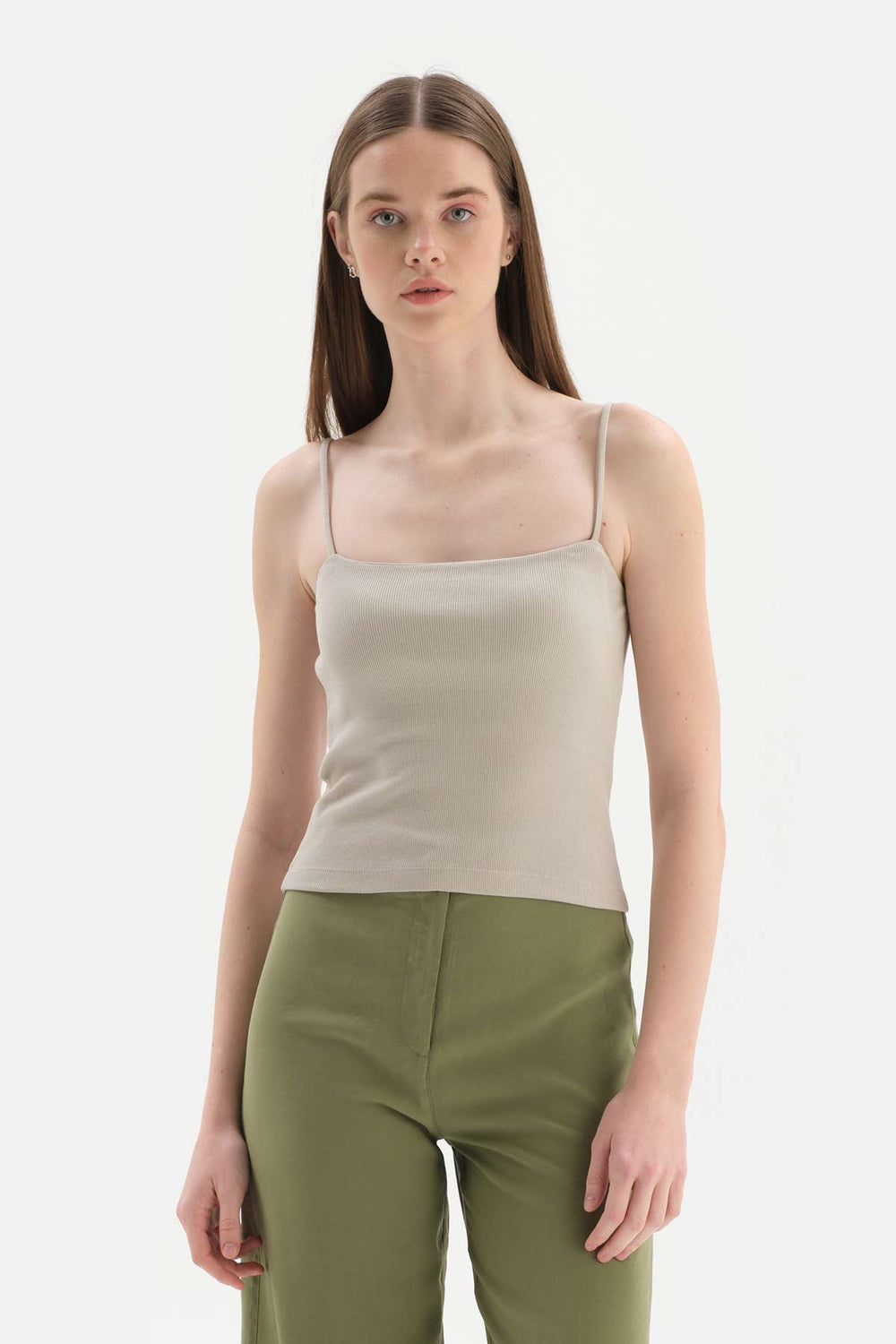 STONE GREY THIN STRAP RIB ATHLET
