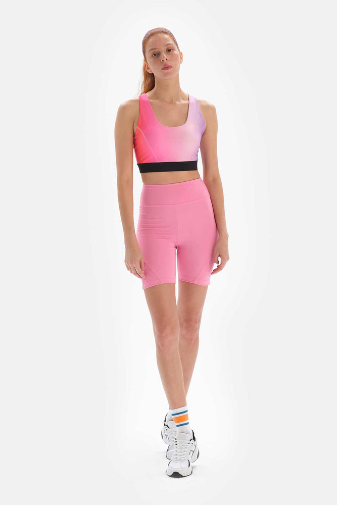 Açık Pembe Dagi Active Kadın Biker Tayt File Detaylı