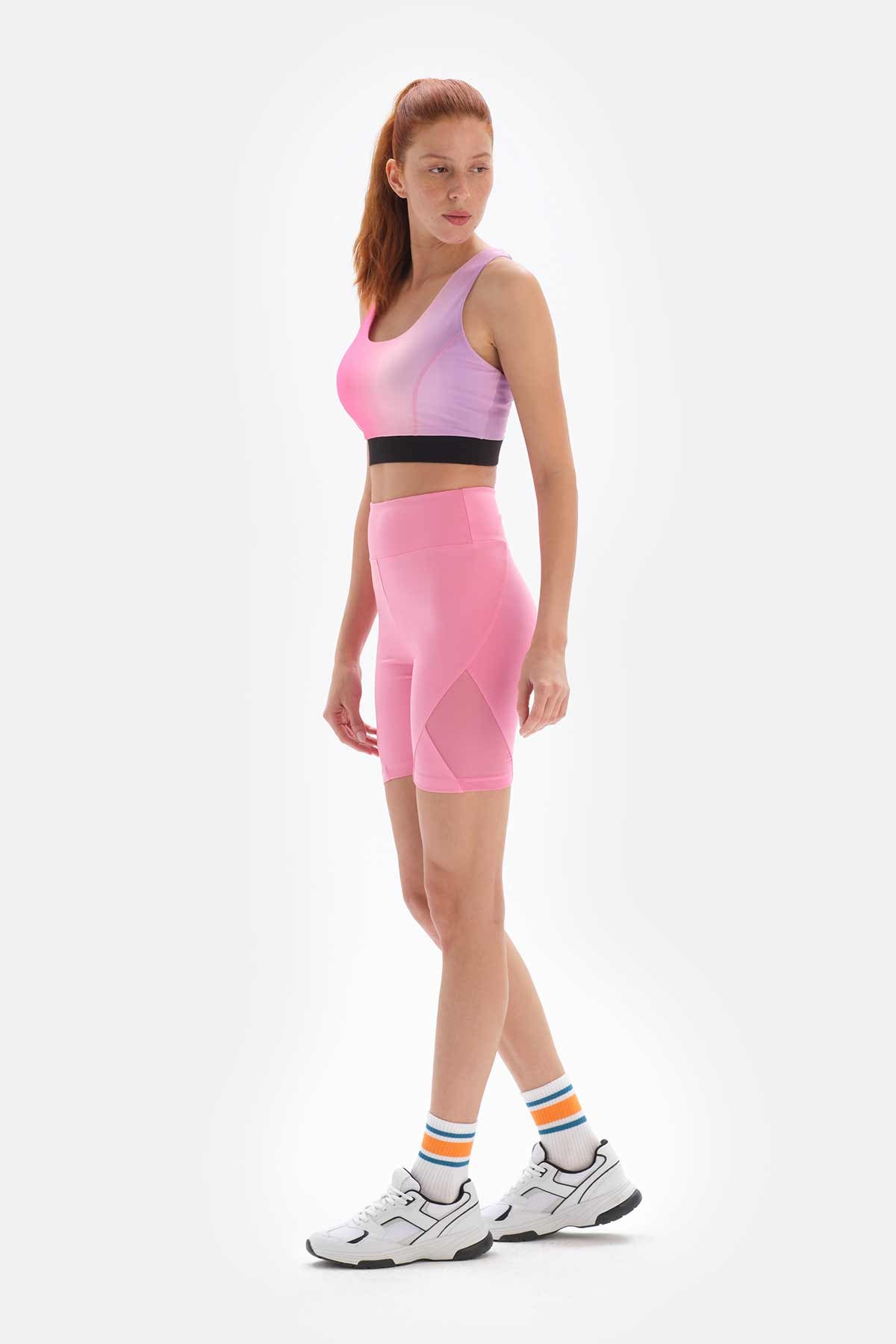 Açık Pembe Dagi Active Kadın Biker Tayt File Detaylı