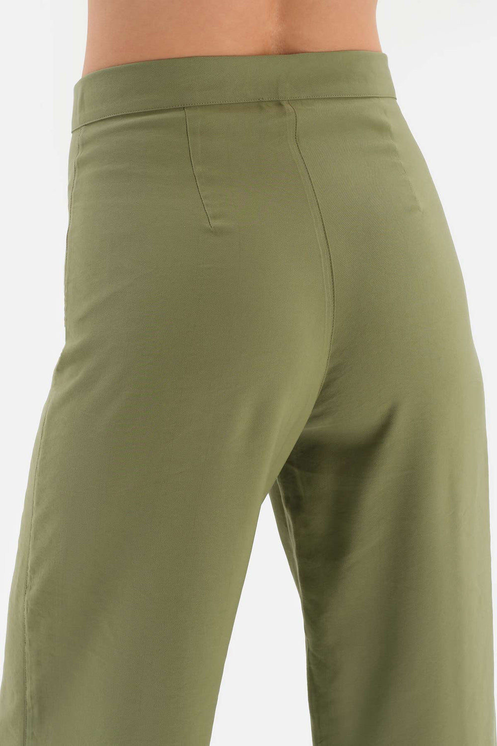 KHAKI HIGH WAIST WOVEN TUBE TROUSERS