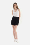 BLACK WOVEN SHORTS SKIRT