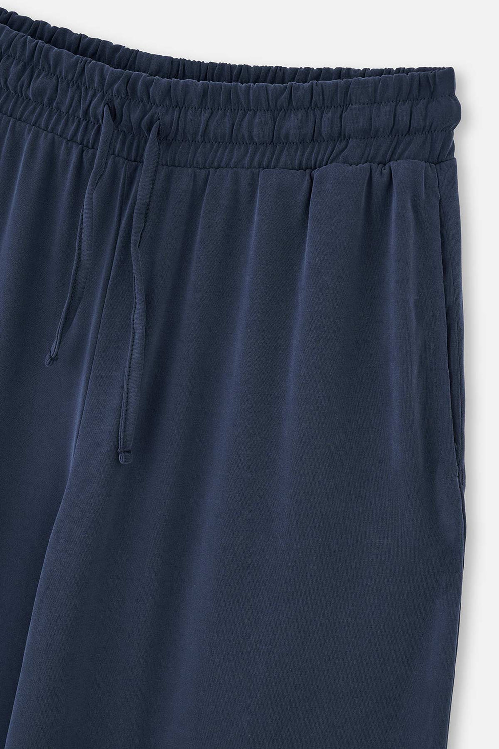 NAVY WIDE LEG CUPRO TROUSERS WITH ELASTIC WAIST