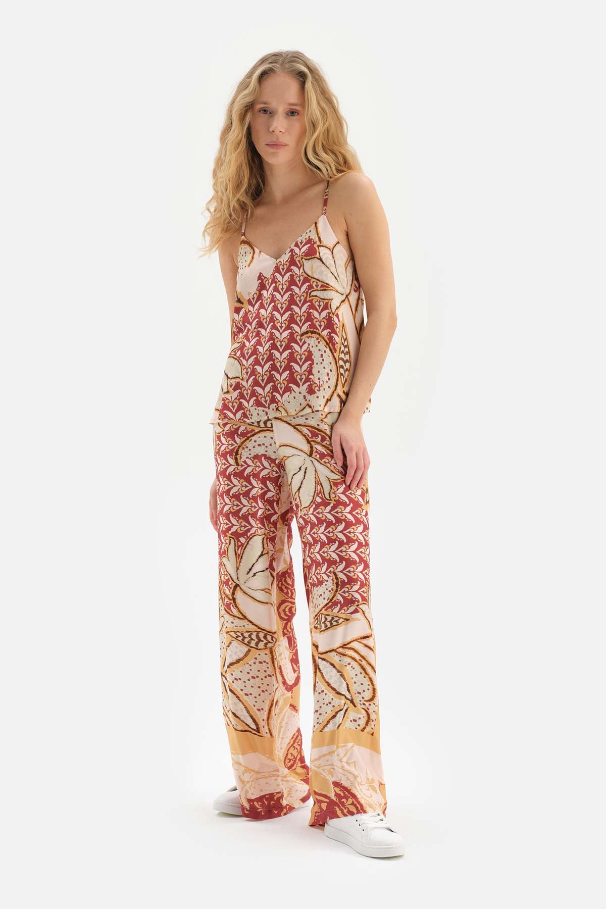 BEIGE PRINTED TROUSERS