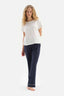 WHITE BLINING DETAILED BOAT COLLAR KNITTED PAJAMAS
